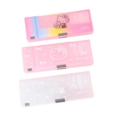 China TOPSTHINK 2021 Cute Plastic Hello Kitty Multifunction Pencil Case Smellless Bags Pouch For School Girls for sale