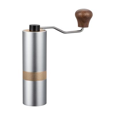 China With Scale Tray High Quality 5 Hollows Conical Stainless Steel Manual Burr Aluminum Body Coffee Grinder With Adjustable Grind Setting for sale