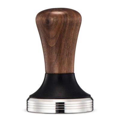 China LID Factory 25mm 46mm 49mm Long Wooden Handle 56mm Flat Base Built In Pressure Tool Laser Crave Logo Coffee Tamper Woodturning Kit for sale