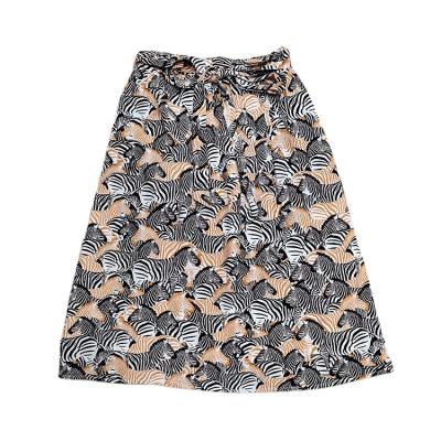 China 35% Breathable Polyester And 65% Viscous Women's Casual Floral Pleated Skirts for sale