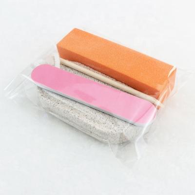 China Ziri's Eco-Friendly Wholesale Manicure Factory Mini Nail File Wood Stick For Nail Sponge Buffer Block Pumice Stone Pedicure Kit for sale