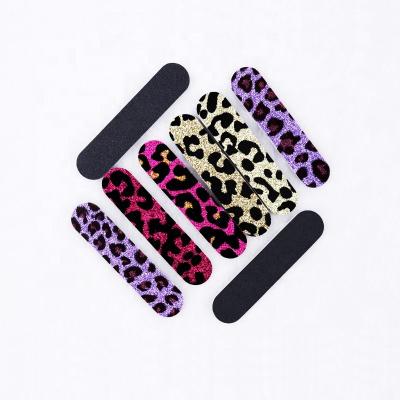 China Wholesale Customized DIY Manicure Mini Nail Sponge Leopard Print Professional Nail File for sale