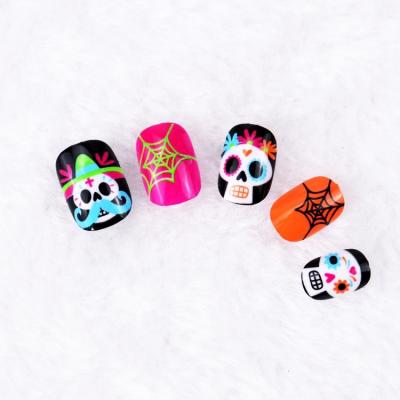 China Design Factory Wholesale Halloween Collection Fake Nails Full Cover Press On Finger Nail Tips 10PCS Per Set For Kids for sale