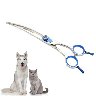 China Customized logo viable ats-314 curved hair scissors pet shears with safety round tip for sale for sale