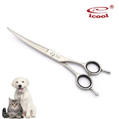 China Sustainable Factory Direct Quality Stainless Steel Pet Grooming Shears Curved Scissors for sale