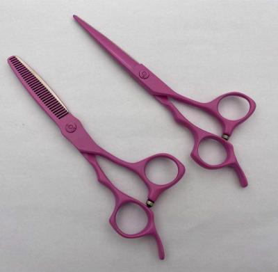 China Durable Professional 6.0 Inch Pink Coated Stainless Steel Dog Hair Grooming Scissors Set for sale