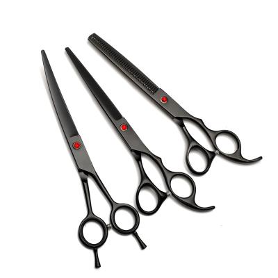 China Durable 7.0 Inch Professional Colorful Pet Hair Cutting Scissors Set Pets Grooming Scissors Set Dog Curved Scissors Pet Grooming Kits for sale