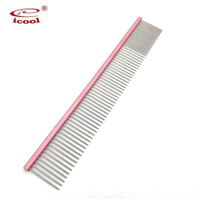 China Cost Effective Viable Pet Hair Removal Stainless Steel Comb Pet Hair Comb Colorful Painting Dog Comb for sale