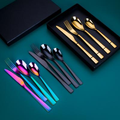 China Viable Flatware Steel Matte Silverware Gold Stainless Steel Spoon Flatware Set Fancy Set for sale