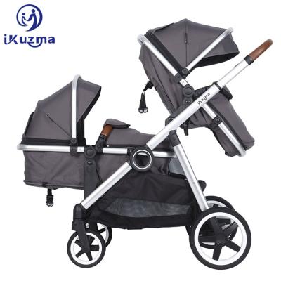 China Luxury Tandem Stroller 2 in 1 European Double Twins Light Up Strollers 2 Baby 2In1 2 Seat Tandem Stroller for sale