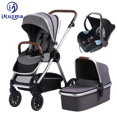 China Wholesale High Quality Gray Baby Pram 3 in 1 Travel System Stroller Baby Walker Travel System for sale