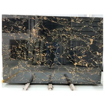 China Factory direct black and gold marble slab natural marble gold flower panel interior wall and floor decoration tile large for sale