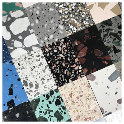 China Large Modern Thick Floor Terrazzo Tiles 30x30 Engineered Quartz Terrazzo Stone Slab Samples With Color Spots for sale