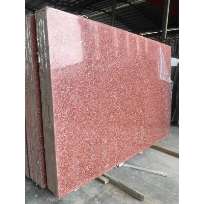 China Modern Wholesale Pink Colors White Mixed Terrazzo Floor Quartz Stone Slab For Dining Room Table Top And Kitchen Floor Tile for sale