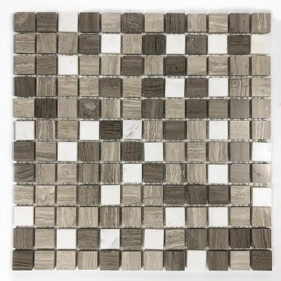 China Classic Multicolor Mixed Parquet Design Customized Size Square Pattern Floor Wall Honed Decor Marble Mosaic Stone Slabs for sale