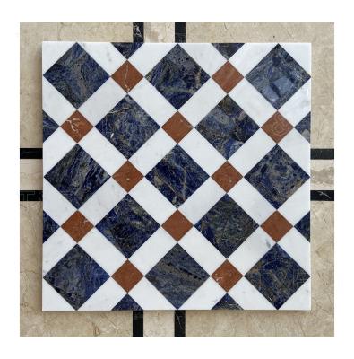 China Modern Natural Stone Marble Medallion Square Pattern Office Waterjet Tiles For Floor Marble Tiles for sale