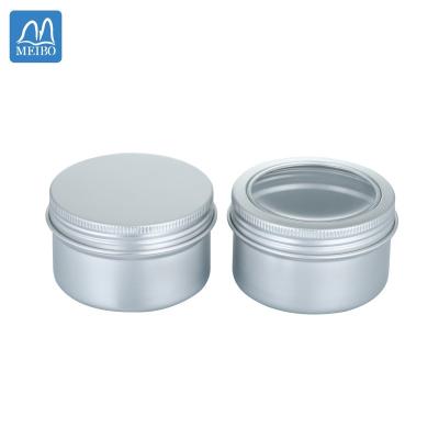 China 60ml 80ml 100ml 150ml 250ml food grade metal aluminum jar for candle with aluminum silver screw threaded lid for sale