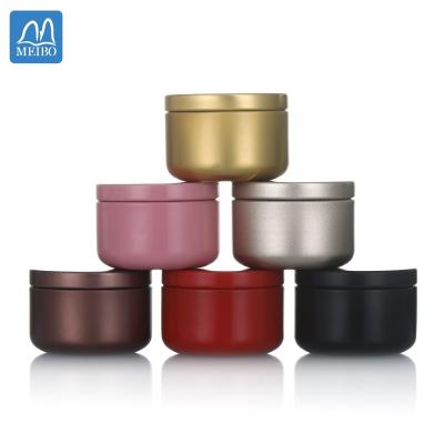 China Wholesale Colored Cream Jar Cosmetic Tin Jar Food Packaging Containers Aluminum Candle Jar With Aluminum Snap Lid for sale