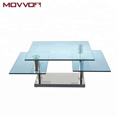 China Customized Classic Living Room Design Style Stainless Steel Glass Coffee Table for sale