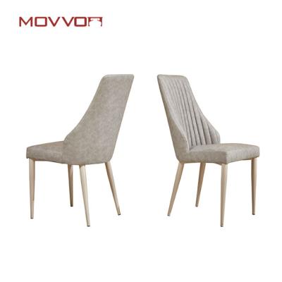 China Convertible Modern Leather Paint Feet Dining Furniture Metal Dining Chair for sale