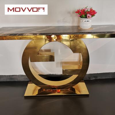 China Hot Selling Wholesale Modern Luxury Convertible Stainless Steel Gold Brushed Console Table Base Furniture for sale