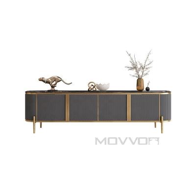 China Easy Clean Hot Selling New Design TV Cabinet TV Stand For Living Room Furniture PU Leather Marble Top for sale