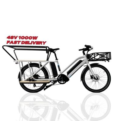 China Aluminum Alloy 48V 1000W USA Delivery Motor Electric Bike Cargo Bike E-Cargo E-Bike Family E-Bike for sale