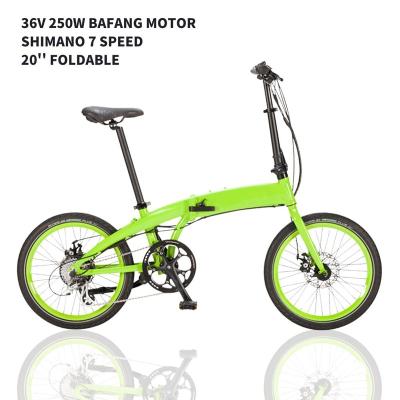 China Aluminum alloy 20 inch small aluminum alloy LED light lithium battery city bicycle outdoor portable electric bike 7 speed foldable ebike for sale