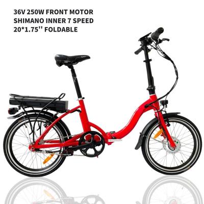 China Electric folding bike 250w e bike red bafang aluminum alloy motor 36V lithium battery 7 speed LCD display electric ebike woman 20 inch for sale