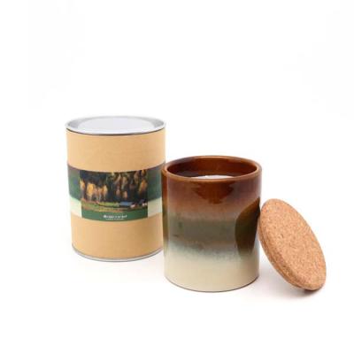 China Joys Scented Home 2021 New Household Advanced Custom High Quality Ceramic Candles With Cork Lid In Tube for sale