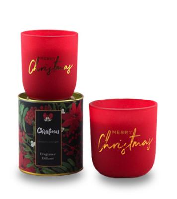 China Colorful Flame Joys Home 2021 New Series High Quality Custom Luxury Glass Fragrance Christmas Bow Scented Candles for sale