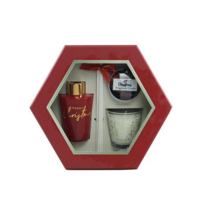 China Premium Quality Automotive Full Color Scented Candle Reed Diffuser Box Christmas Gift Set for sale