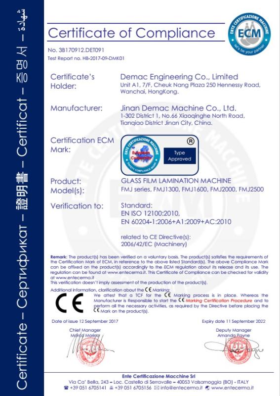 CE - Jinan Demac Machine Co., Ltd.