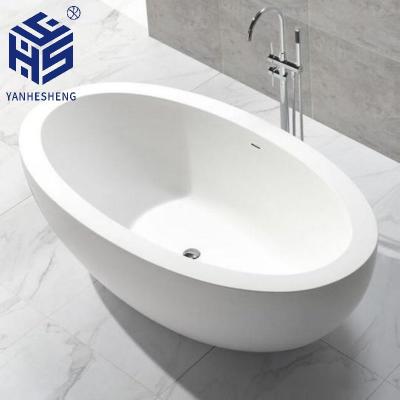 China 2021 Bathroom Hot Sale Luxury White Artificial Stone Bathtub Modern Freestanding Bathtubs for sale