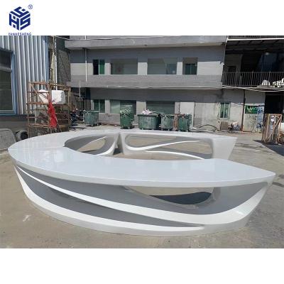 China OEM New Moon Modern White Luxury Living Room Office Press Bench Modern Park Benches Stands Stone Beauty Benches for sale