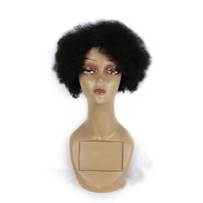 China Cuticle Pulled Cute Afro Kinky Curly Pixie Double Lined Short Afro Kinky Curly Raw Brazilian Natural Virgin Hair Wigs For Black Women for sale