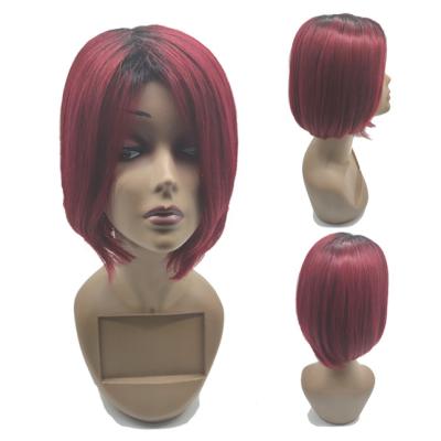 China Real Mink Bob Style Wig Short Color Wigs Real Hair Natrurel Double Lead Weave Wig Multi Red Silky Natural Raw Straight Drawn Hair Extensions for sale