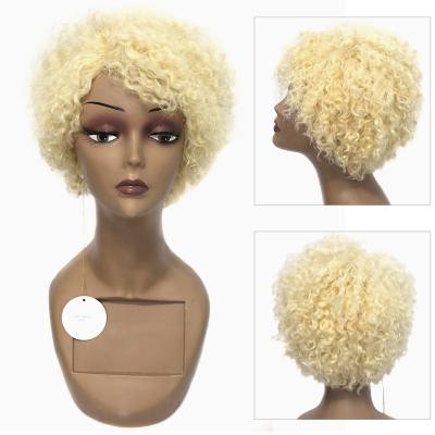 China Tianrunhair Curly Wave 6 Inch Brazilian Short Curly Wig Hair Water Wave Pixie Cut Short Braided Wig For Black Women for sale