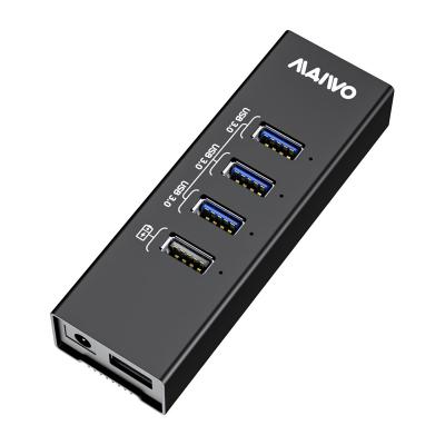 China Aluminum shell for good heat dissipation MAIWO USB A aluminum hub with 4 USB A ports for data transmission and charging from one since charging 1.2 port at max 2.4A for sale