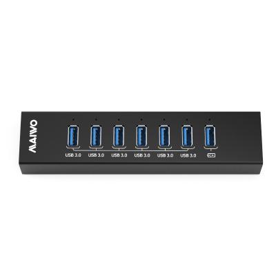 China Aluminum shell for good heat dissipation MAIWO USB A aluminum hub with 7 USB A ports for data transmission and charging from one since charging 1.2 port at max 2.4A for sale