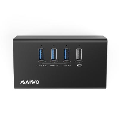 China Aluminum shell for good heat dissipation MAIWO USB A aluminum hub with 4 USB A ports for data transmission and charging from power adapter for sale