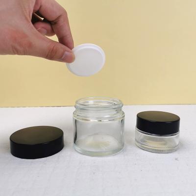 China Glass jar 5ml 10ml 20ml 60ml glass jar for face scrub frosted/clear glass cream jar with gasket for sale