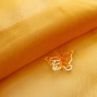 China Shrink-resistant hot sales embroidered fabric silk polyester embroidery organza wedding dress fancy fabric for sale