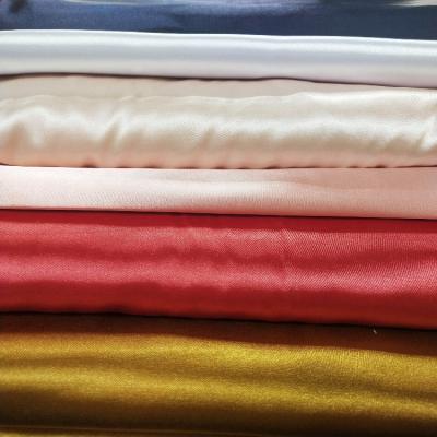 China Wholesale new anti-static in stock lot fabric soft spandex 50d*75d satin fabric in Shaoxing warehouse for sale