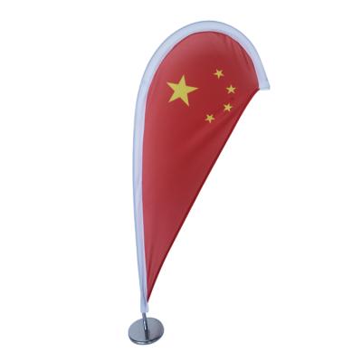 China Desk Decoration Mini Teardrop Shape Table Flag FLYING Desk Stand for sale