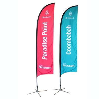 China Scrolling Exhibition Promotional Event Advertising Feather Flag Flying Beach Flag Banner Stand Tear Block Printing Outdoor Flag for sale