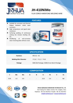 China Suitable For Corrosion And Thermal Fatigue Between Metal Wear Occasions JH-410NiMo Flux Cored Hardfacing Welding Wire for sale