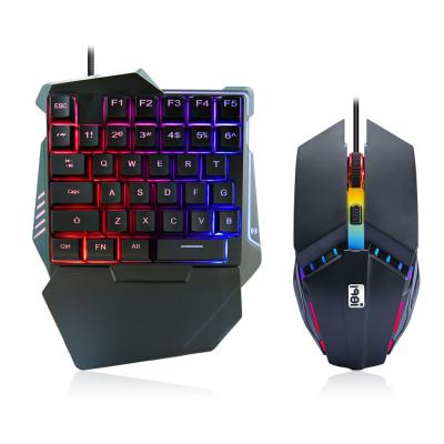 China G506 Anti-Ghosting One Handed Gaming Keyboard Mouse Set RGB Backlit Portable Mini Gaming Keypad Mouse Game Controller For PC PS4 Xbox Gamer for sale