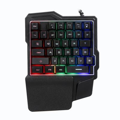 China One-handed Anti-ghosting K7 RGB Light Gaming Keyboard Wired Keyboard Flowing Color One Hand Rest Ergonomic Keyboard for sale