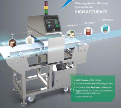 China Multi-frequentie voedselmetaaldetector Fabrikant Transportband Metaaldetector Touchscreen Te koop